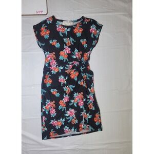 Girl's No Comment Black twist front dress. Floral print.‎ Size Medium 10/12.